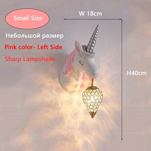 Applique murale résine LED licorne chambre fille princesse