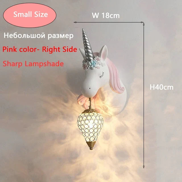 Applique murale résine LED licorne chambre fille princesse