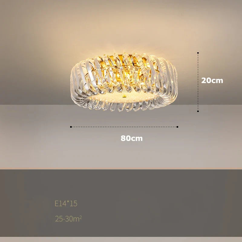 lustre moderne rond à intensité variable led cristal