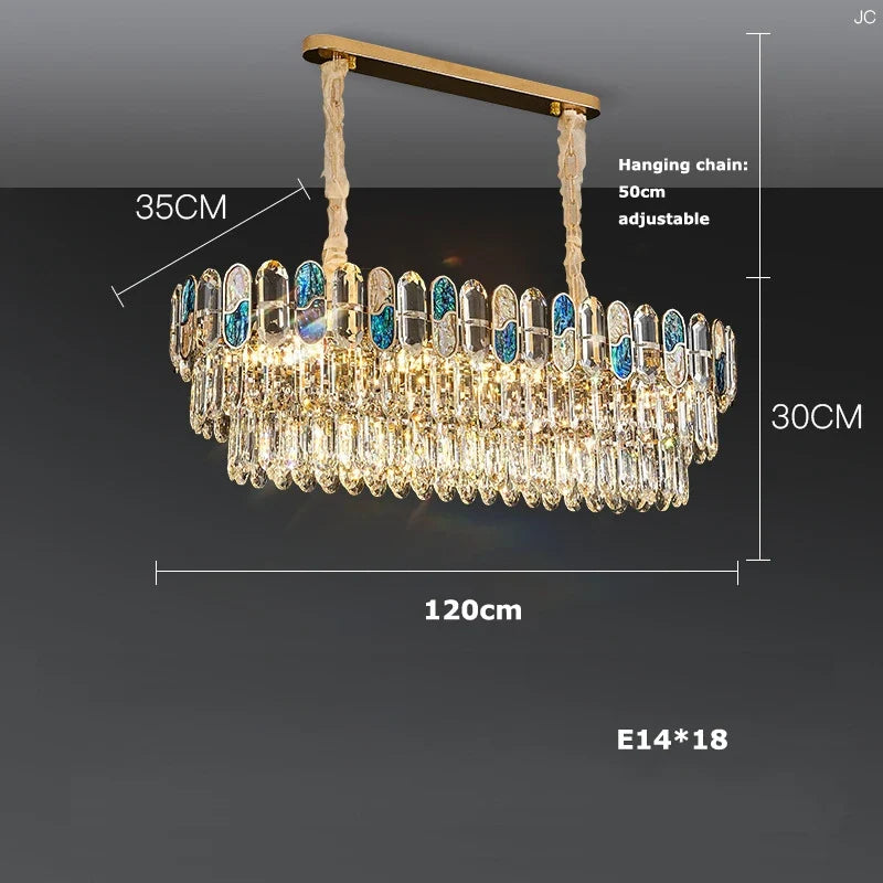 plafonnier led art déco en cristal doré et acier inoxydable