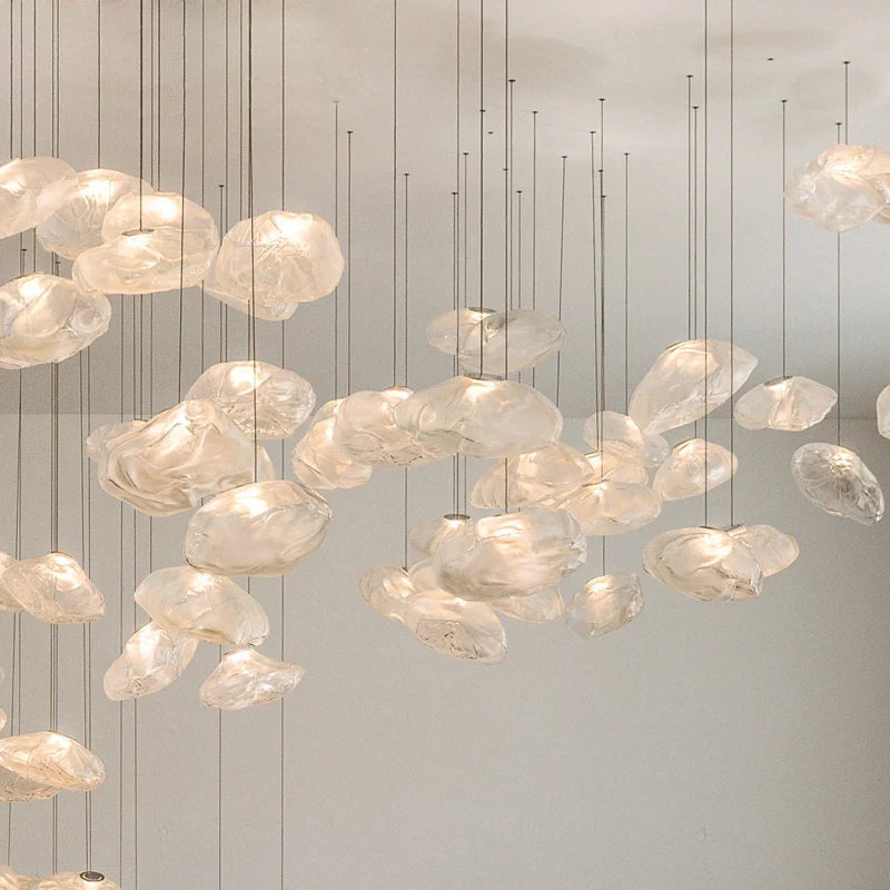lustre en verre design créatif nuage luminaire décoratif intérieur