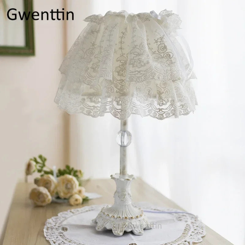 lampes de table en tissu style princesse décoratives à LED