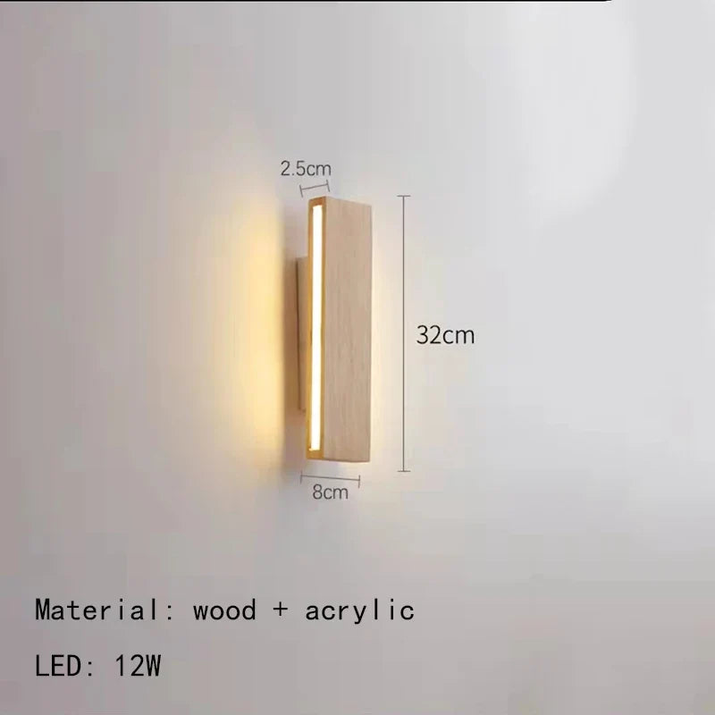 Applique murale LED rotative en bois