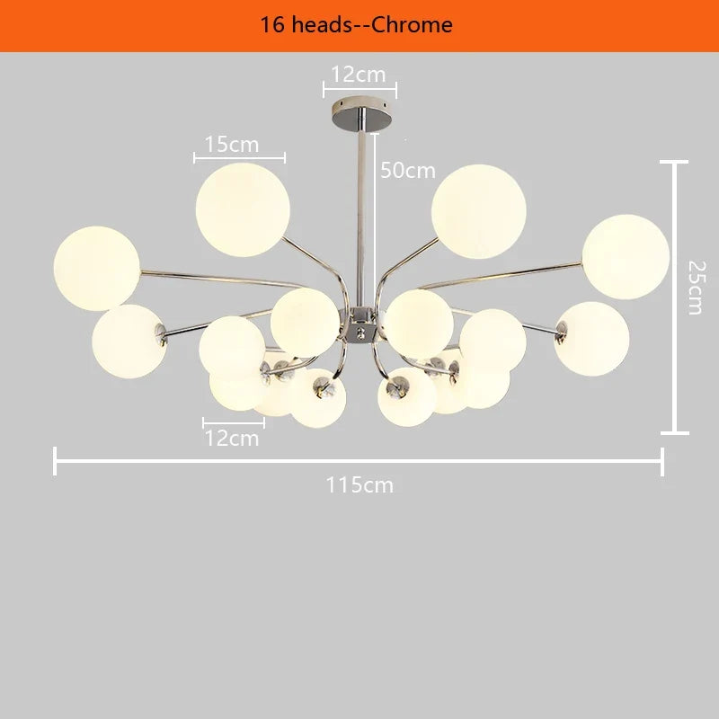 suspension en métal chromé avec boule de verre décorative