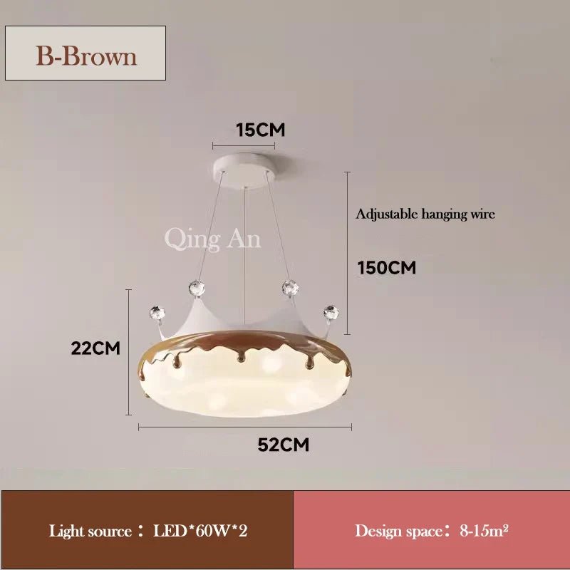 lustre en forme de donut avec nœud rose pour décoration enfantine