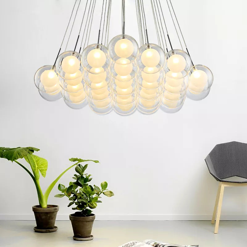 Boule de verre LED moderne en boule plafond lustre nordique salon salle à manger chambre décor à la maison suspension lampe de restaurant