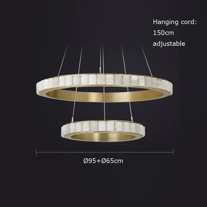 suspension ronde en marbre et acier inoxydable élégant
