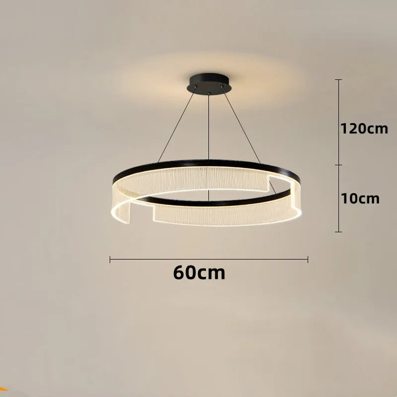 lustre à led circulaire en aluminium et acrylique pour intérieur décoratif