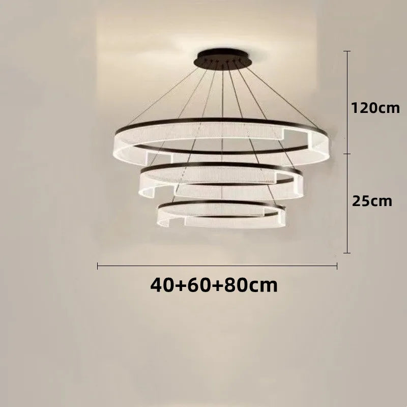 lustre à led circulaire en aluminium et acrylique pour intérieur décoratif