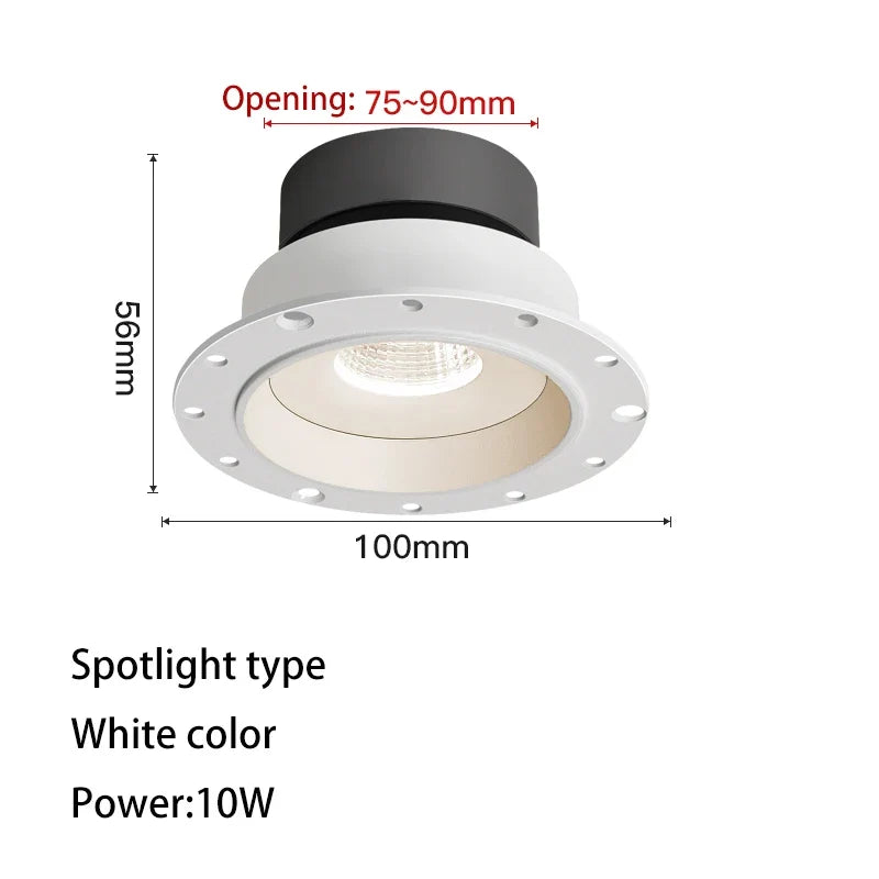spot led ultra fin sans cadre anti-éblouissement pour maison