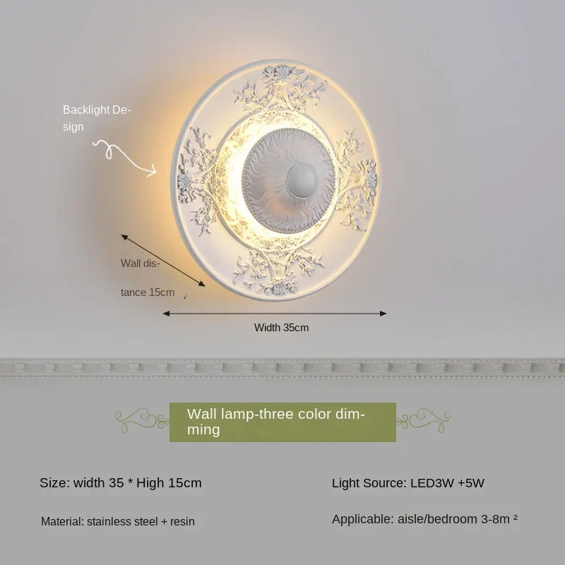 applique murale en résine d'ange sculptée décorative à led