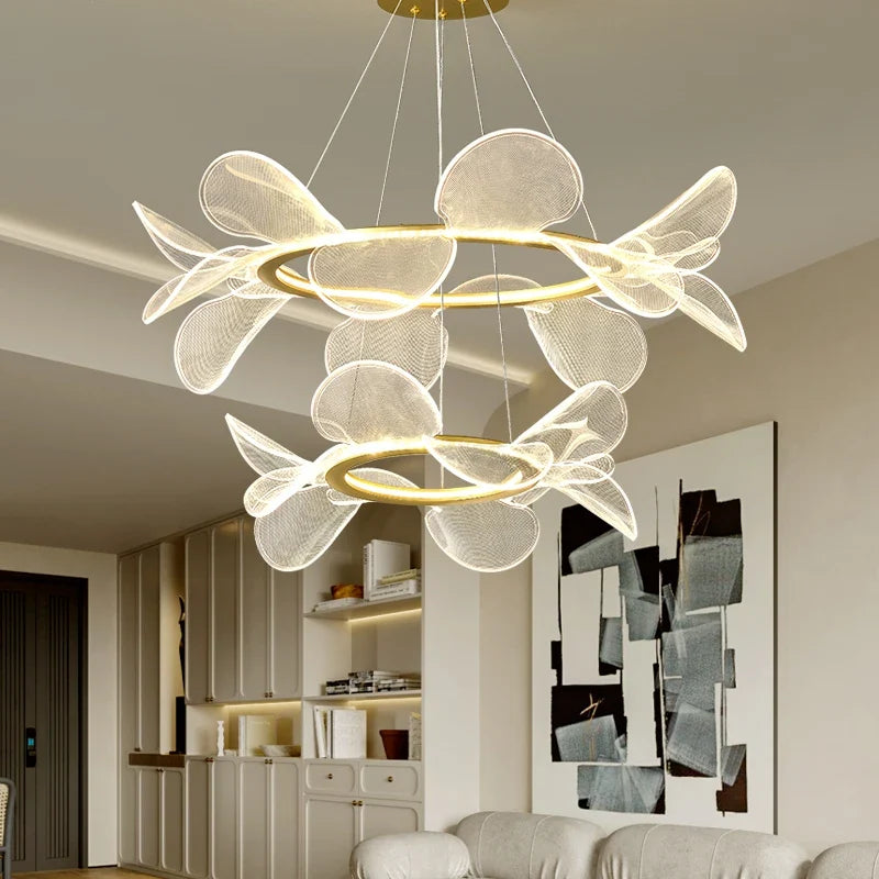 suspension led moderne avec anneau doré à gradation variable