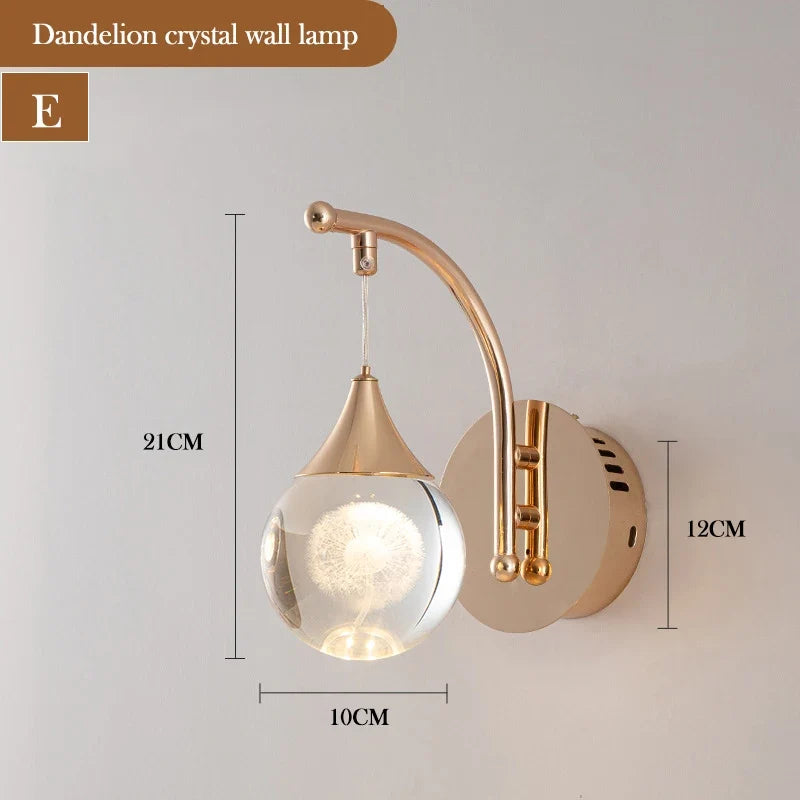 applique murale moderne en forme de goutte de cristal luxe