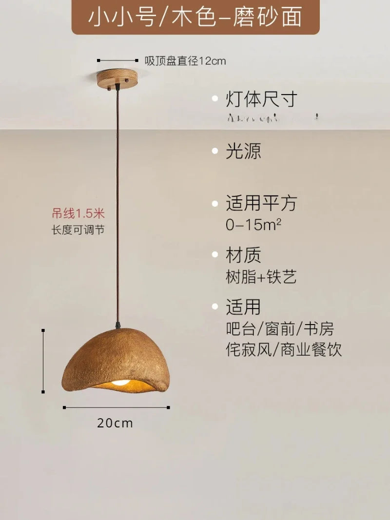 suspension led wabi-sabi nordique en résine pour café loft