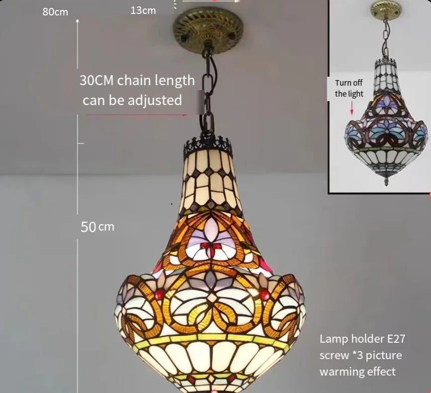 lustre méditerranéen vintage en vitrail tiffany