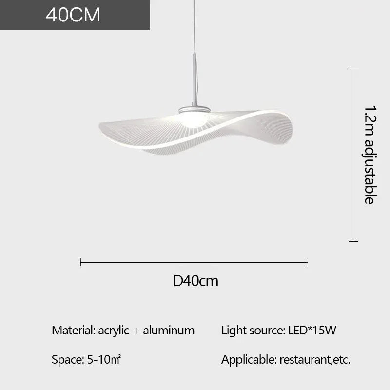 Nordic Acrylic Ceiling Chandeliers Straw Hat Hanging Light Suspension Pendant Lamps for Bedroom Living Dining Room