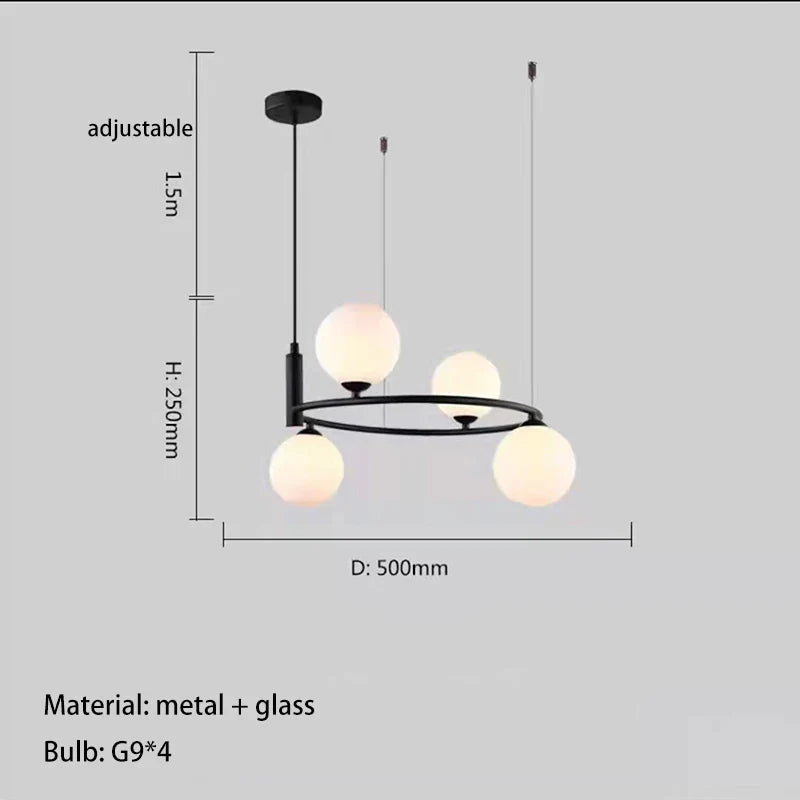 lustre nordique en verre avec cordon réglable pour décoration maison