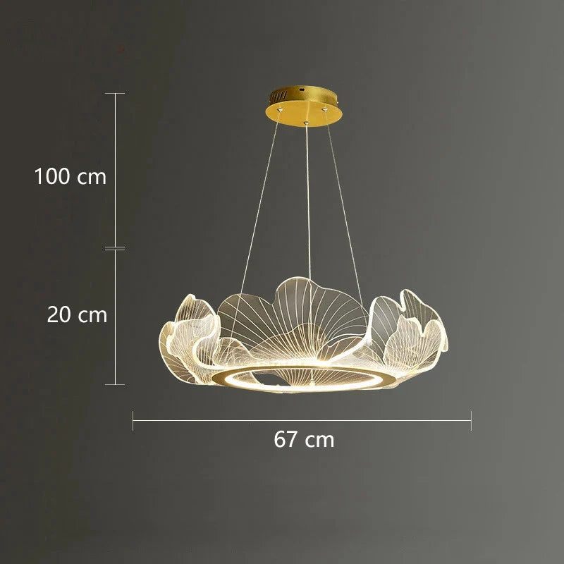 lustre led postmoderne de luxe réglable lotus feuille minimaliste