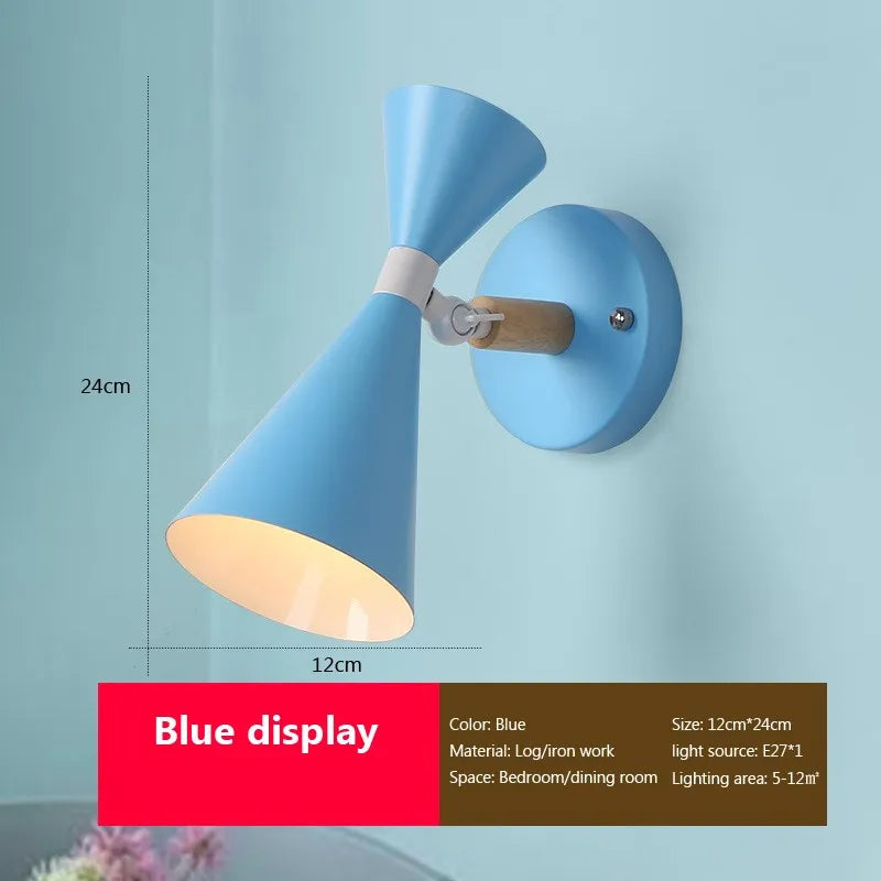 Applique murale de chevet LED nordique en bois