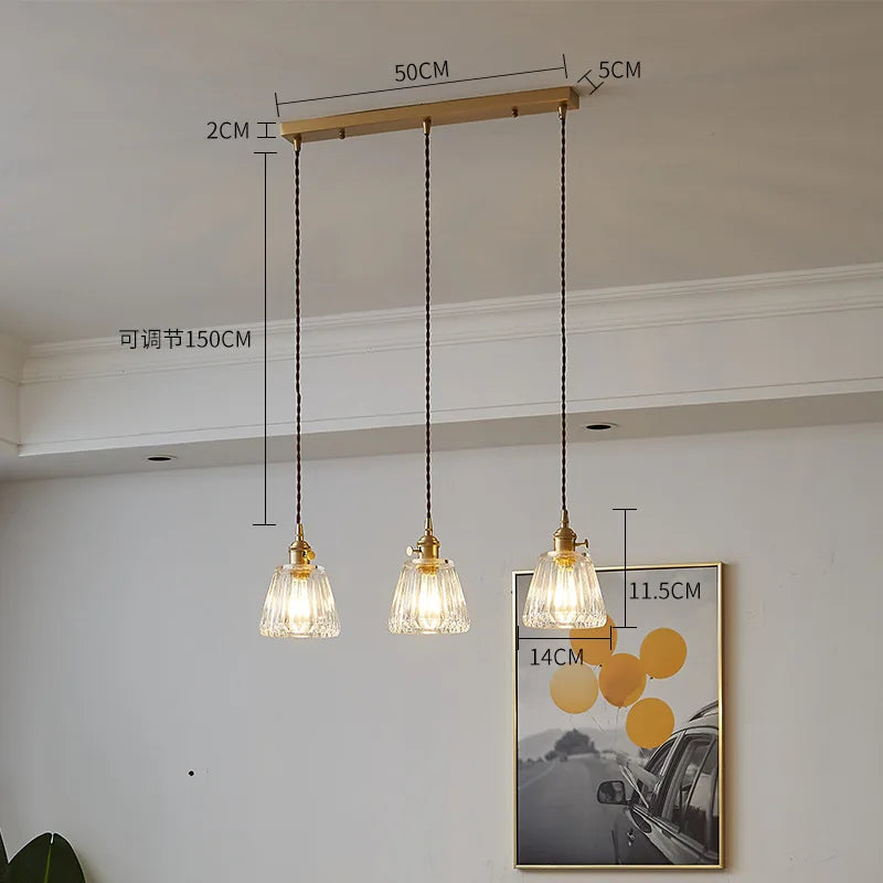 lustre en verre rétro style japonais petite suspension