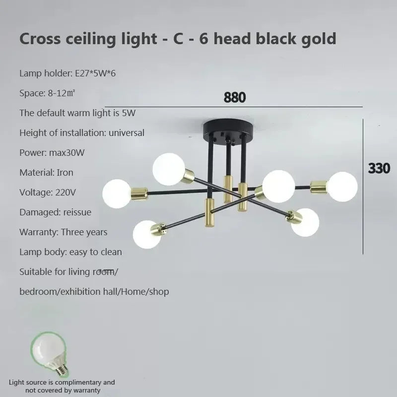 lustre led moderne semi-noir blanc or intérieur salon manger chambre