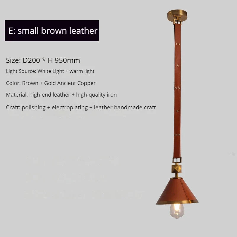 lustre moderne en cuir avec suspension lumière et verre cristal