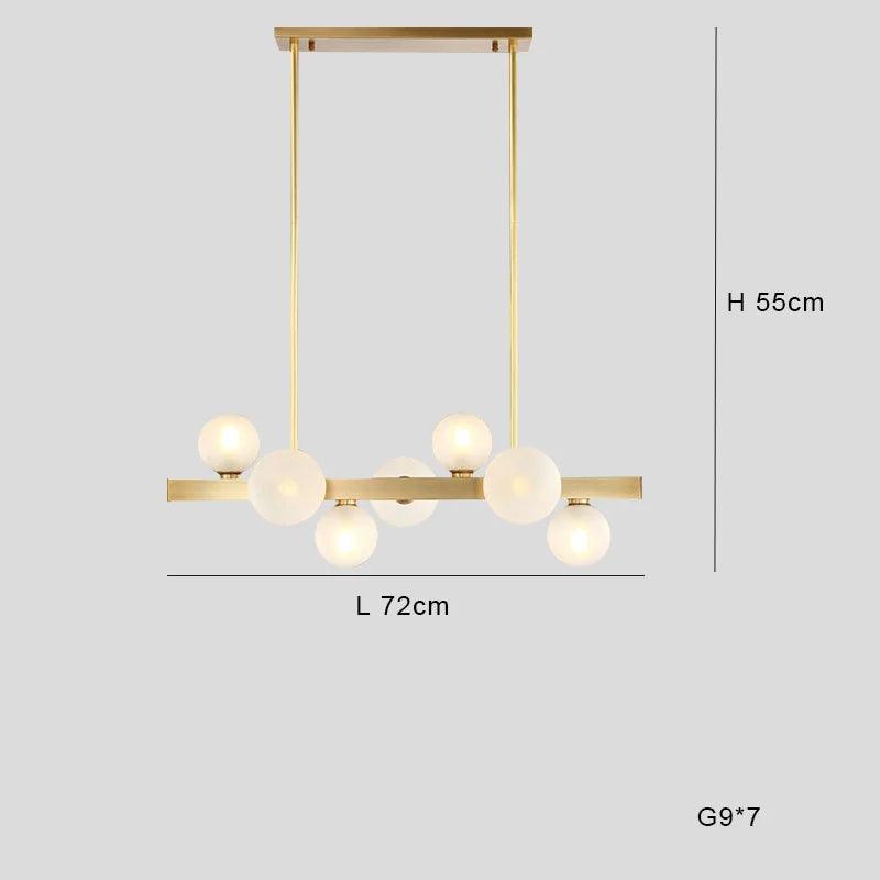 lustre italien moderne led minimaliste en cuivre pour bar café
