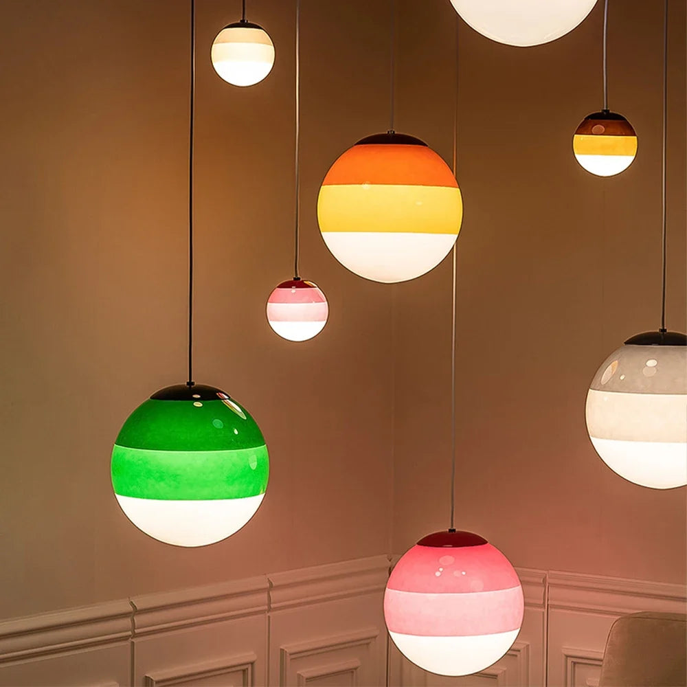 lustre suspension led moderne en verre dégradé pour intérieur
