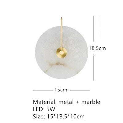 applique murale led dorée en métal et marbre naturel pour éclairage moderne