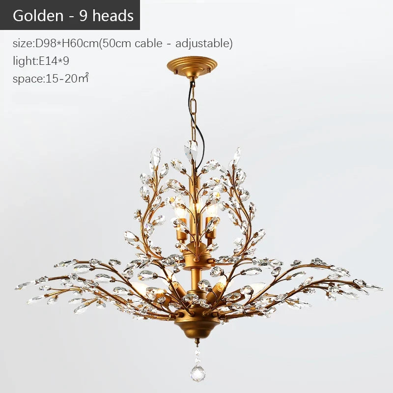 Vintage bougie suspension nordique LED lustre en cristal pour salon chambre cuisine Villa hôtel Hall luminaire