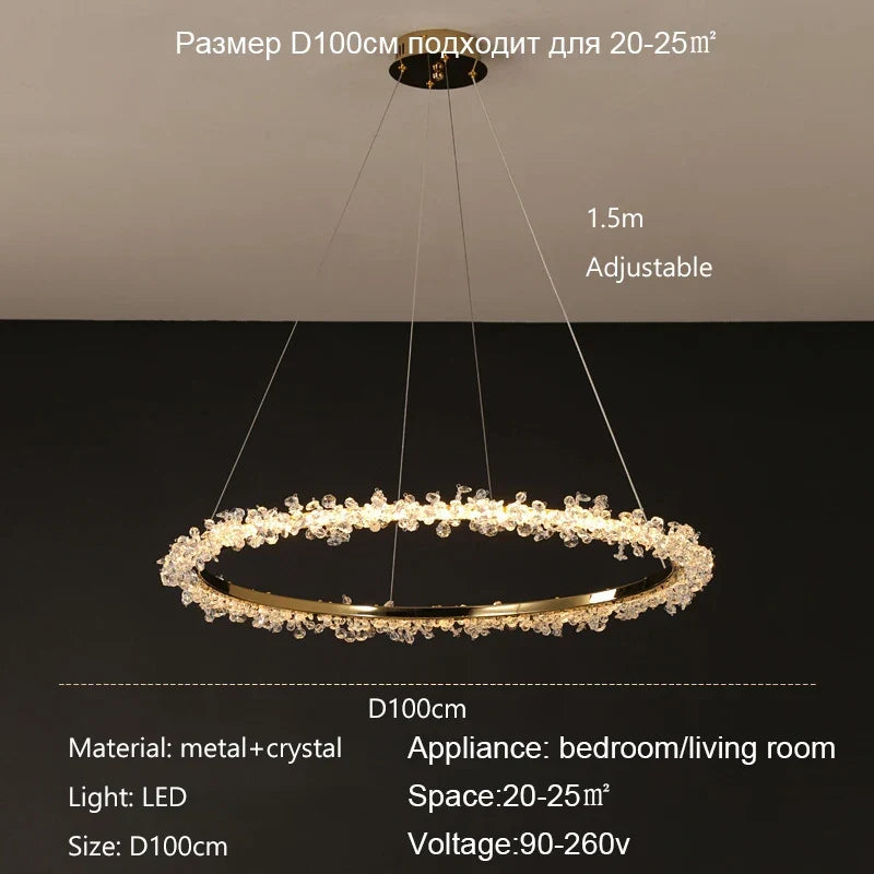 lustre moderne en cristal de luxe suspension décorative