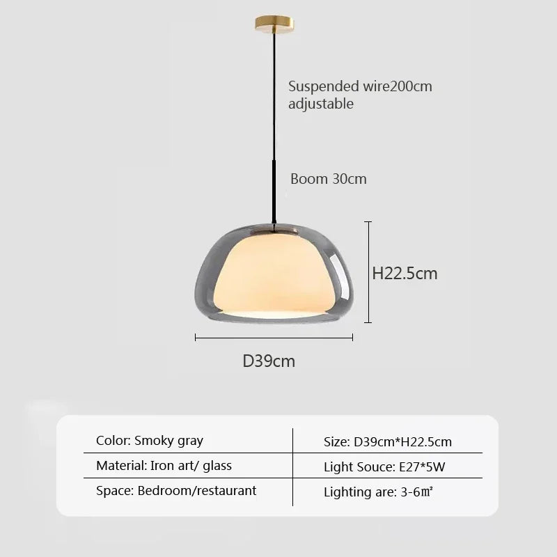 suspension en verre double couche style danois pour intérieur élégant