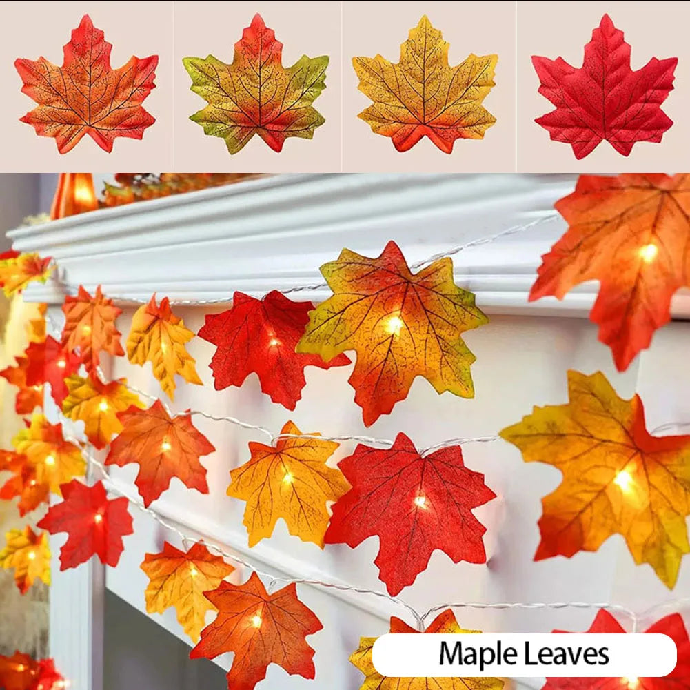 guirlande lumineuse feuilles dérable pour décorations automne hiver