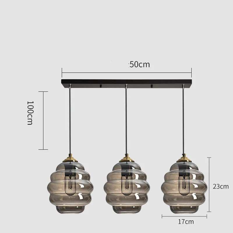 suspension moderne en verre teinté pour décoration intérieure