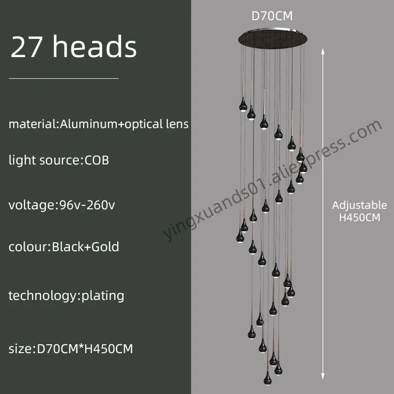 suspension moderne à led pour escalier et intérieur