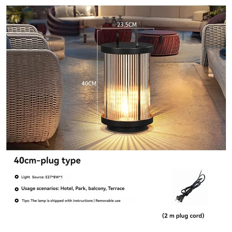 lampadaire solaire extérieur étanche en verre pour jardin