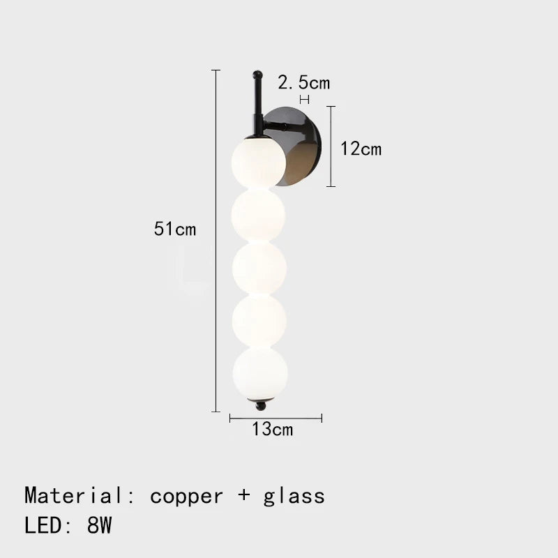 Applique murale design boules en verre blanc