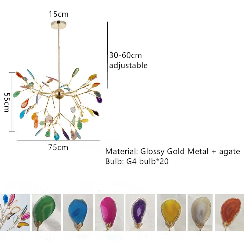 lustre luciole créatif en agate design postmoderne élégant