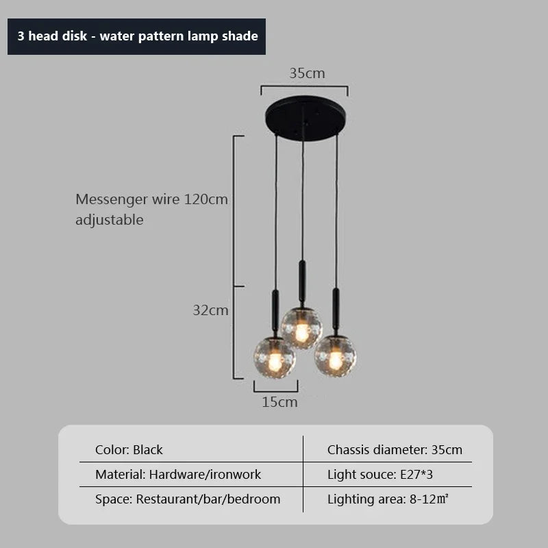 suspension moderne en verre pour décor intérieur élégant