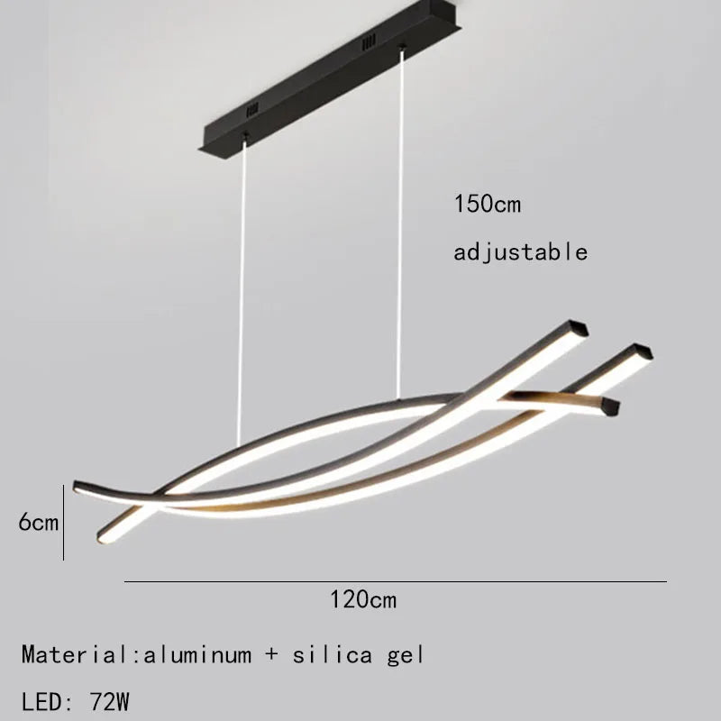 lustre à led en aluminium design moderne réglable en hauteur