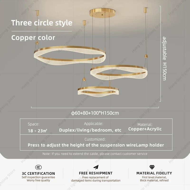 lustre moderne à led pour décoration intérieure élégante et contemporaine