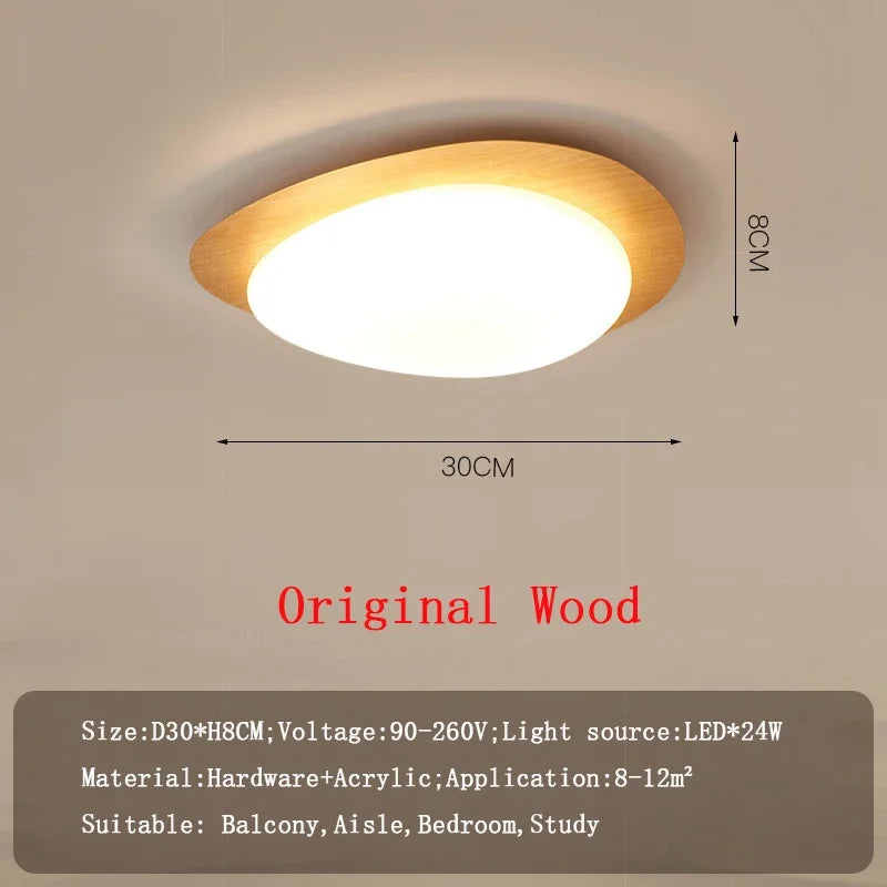 plafonnier led en bois nordique acrylique avec galets noyer
