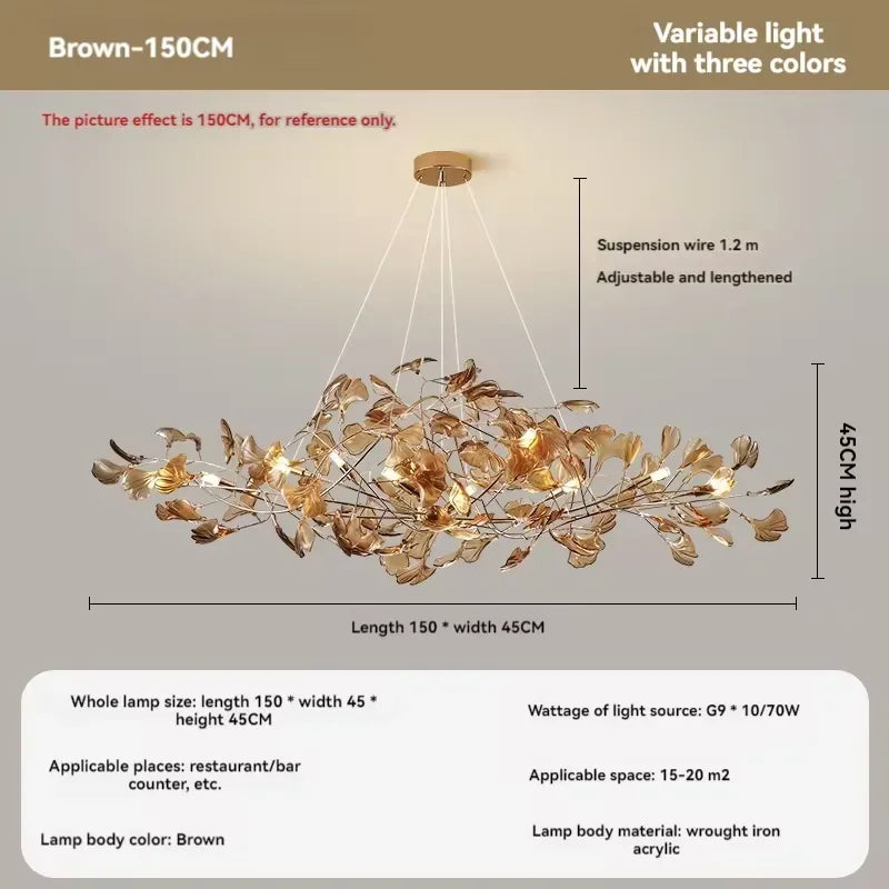 lustre romantique nordique artpad avec feuilles en acrylique pour la maison