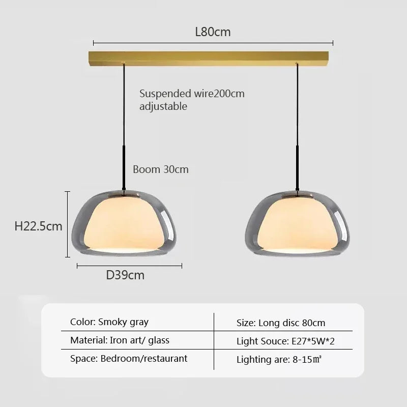 suspension en verre double couche style danois pour intérieur élégant