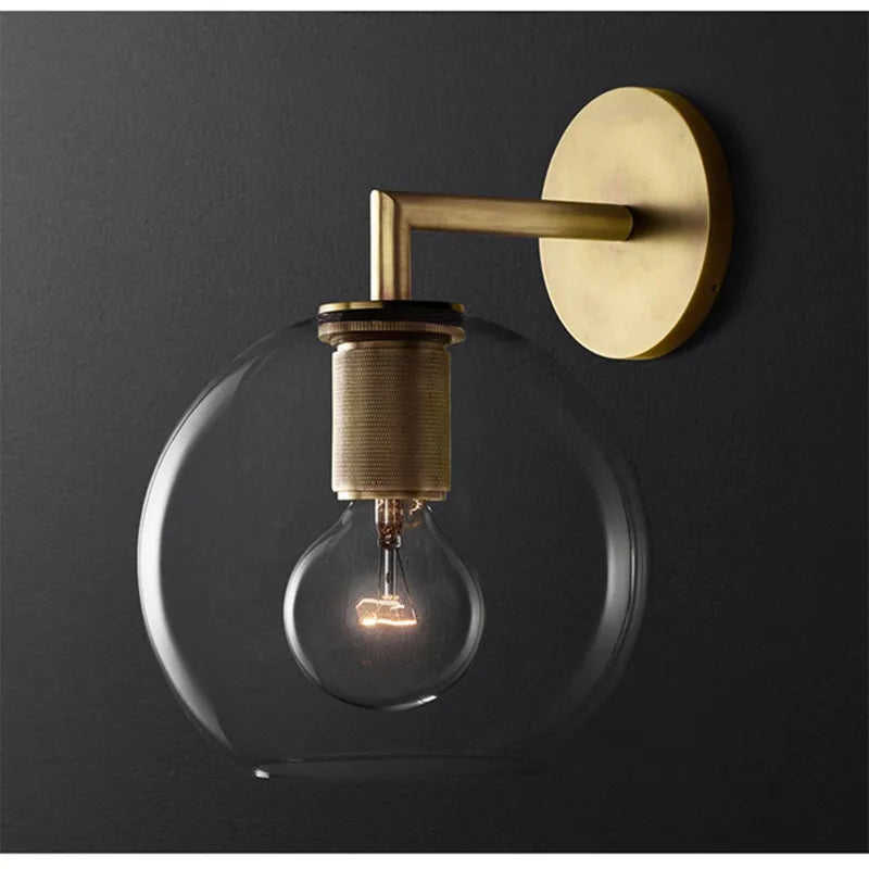applique murale rétro américaine en verre avec éclairage led