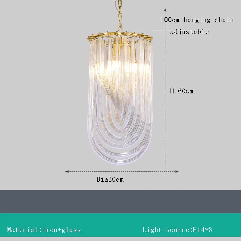 lustre led en verre design moderne pour restaurant ou hôtel