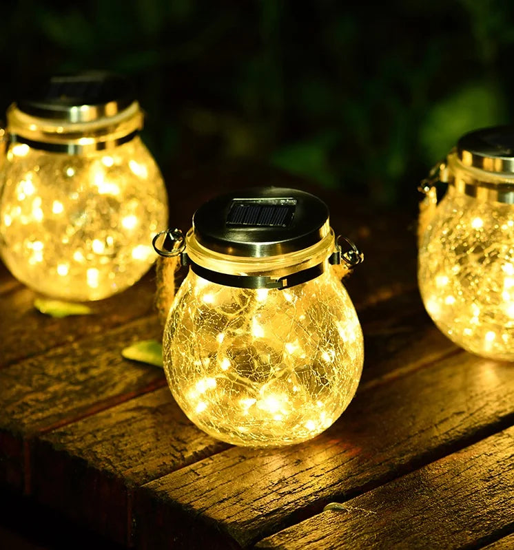 guirlande lumineuse solaire en forme de pot mason décorative pour extérieur