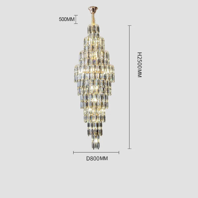 lustre en cristal pour escalier et halls d'hôtel