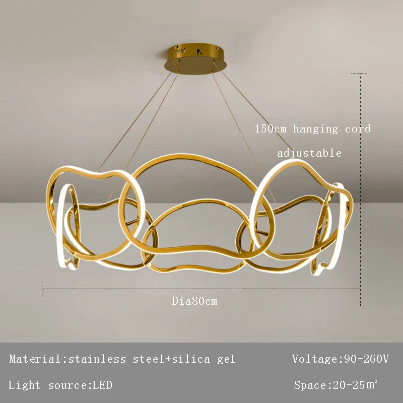 lustre moderne 	 avec lampes led suspendues en silicone
