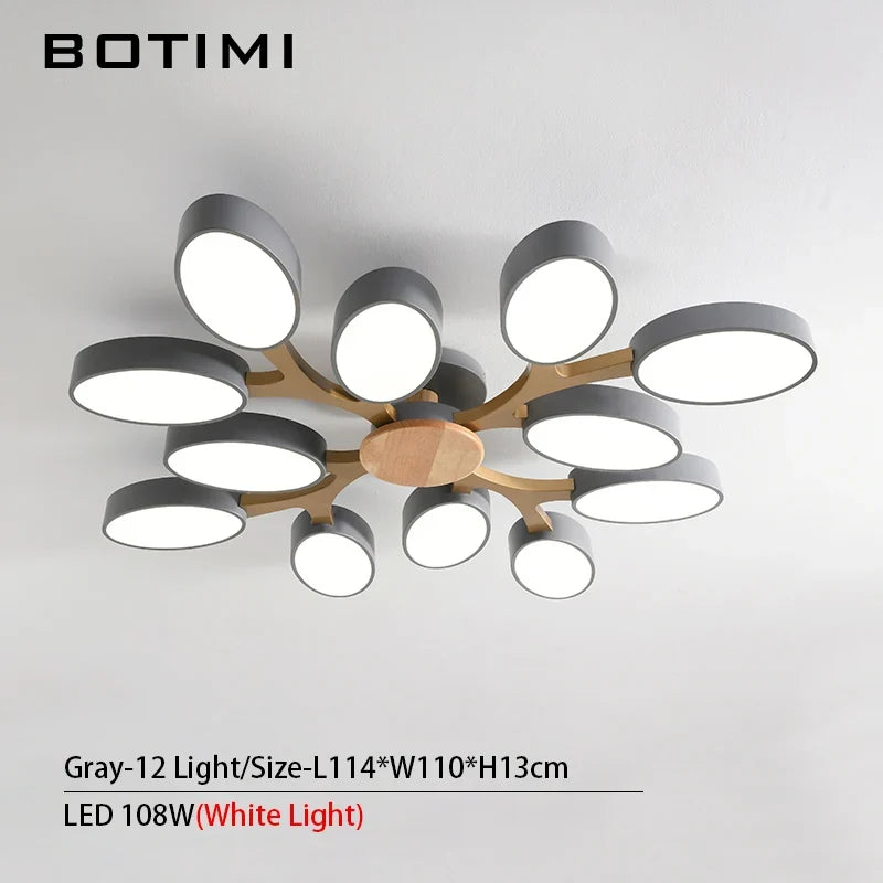 plafonnier LED gris en forme d'arbre
